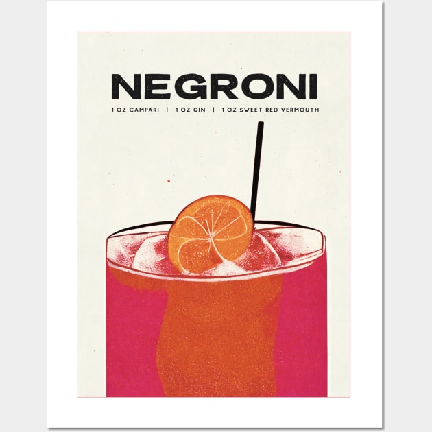 Negroni Retro Poster Big Big Glass Bar Prints, Vintage Drinks, Recipe, Wall Art Wall Art by BetterManufaktur